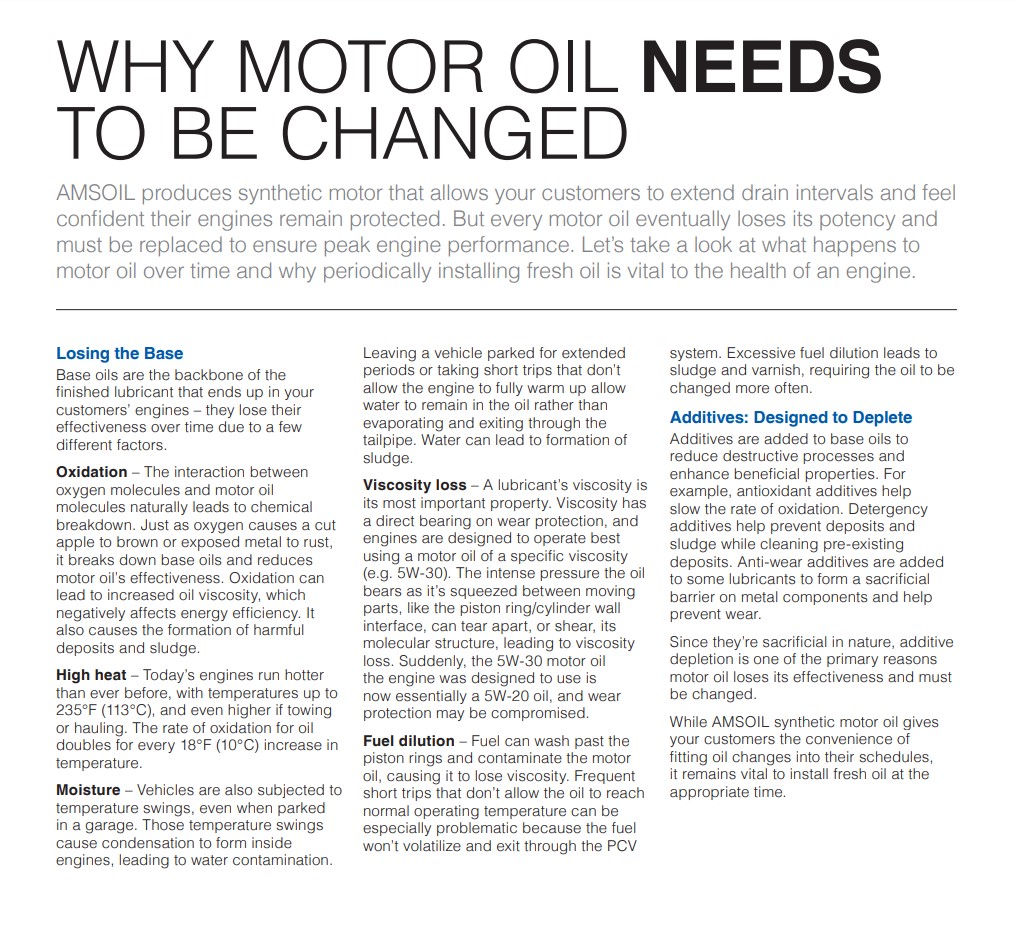 Why Motor Oil Needs To Be Changed.